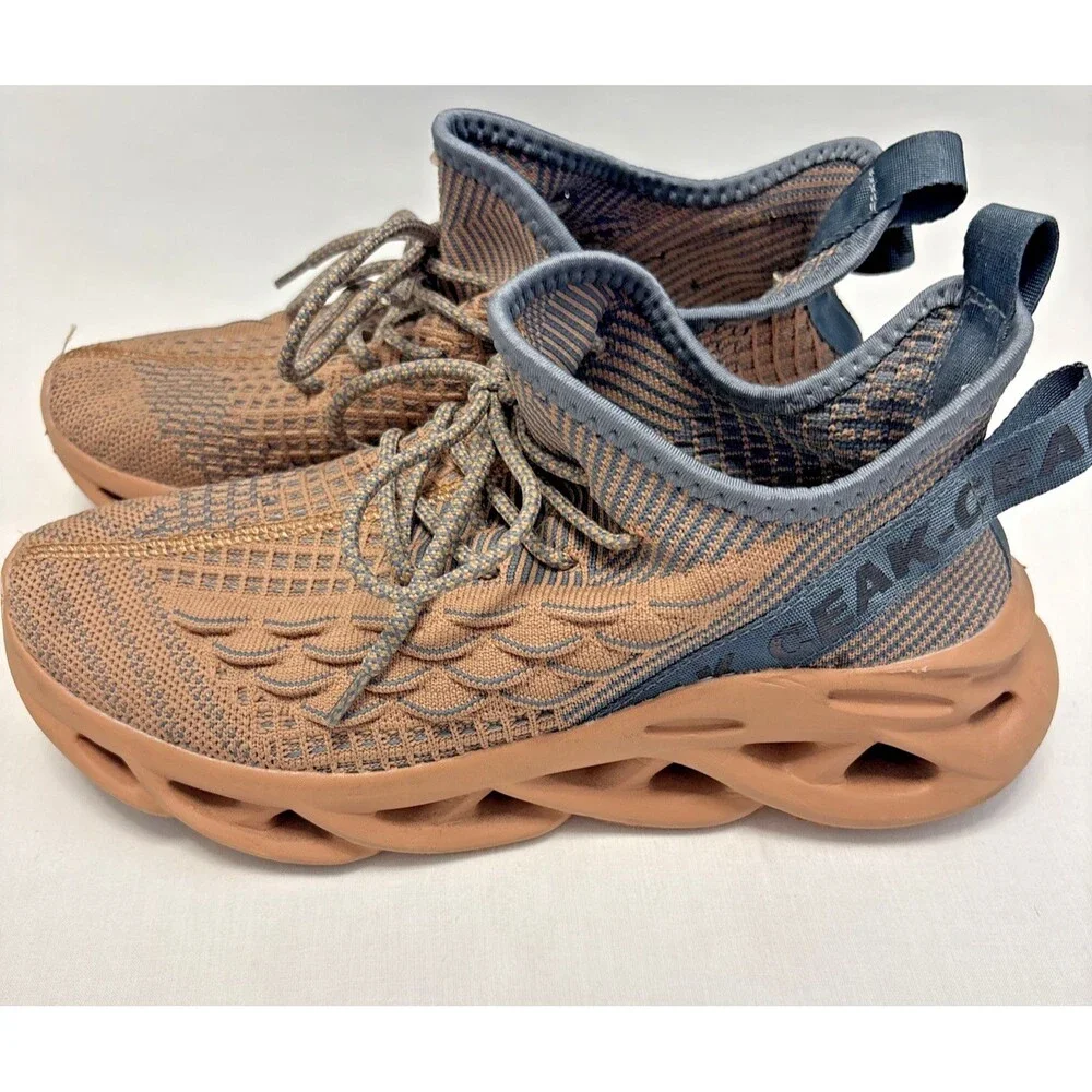 Unbranded CEAK Knit Sneakers Tan Brown Sculpted Sole Streetwear Size 9 women
